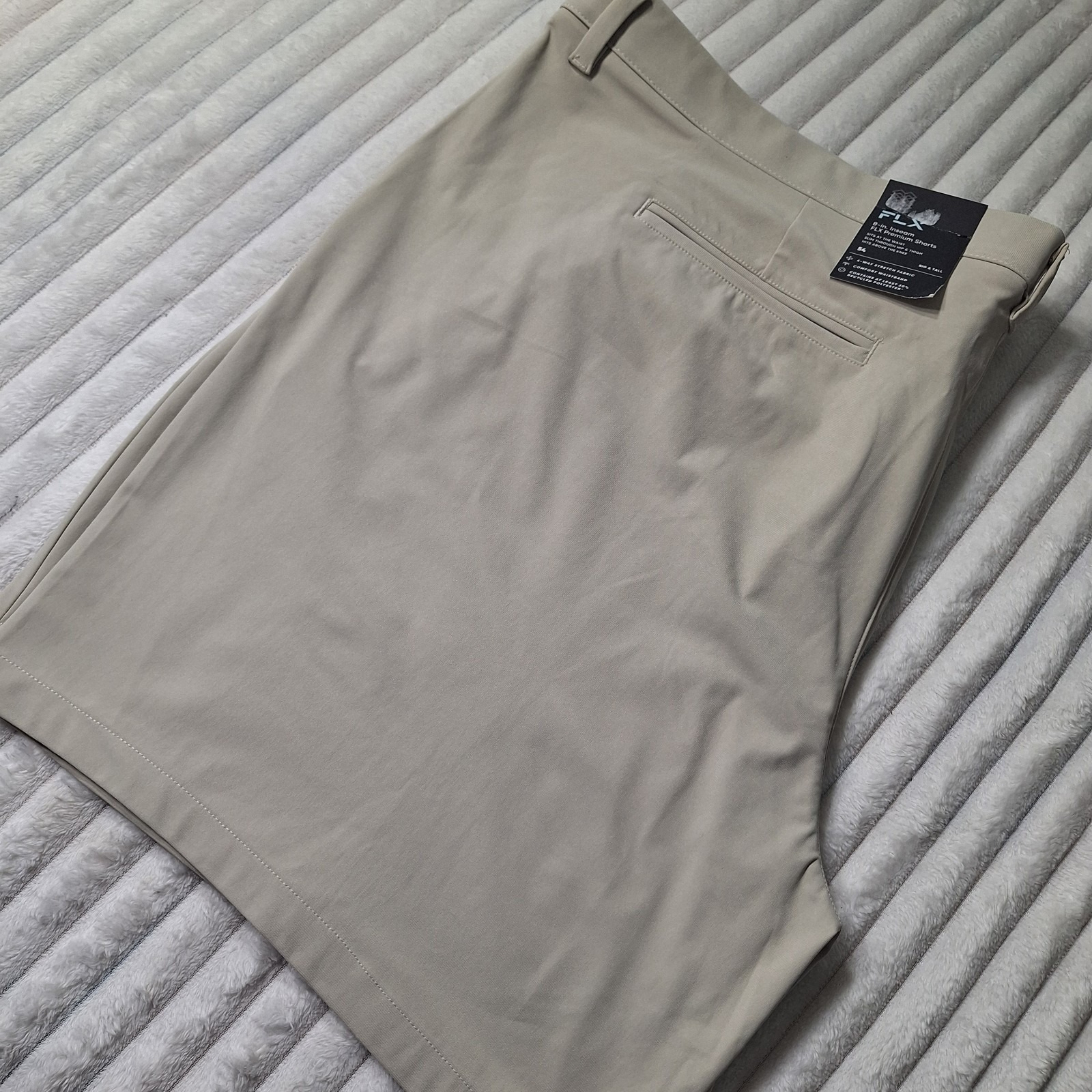 Flx Performance Premium 4 Way Stretch Shorts Mens 54 Tall Beige Golf Microfiber